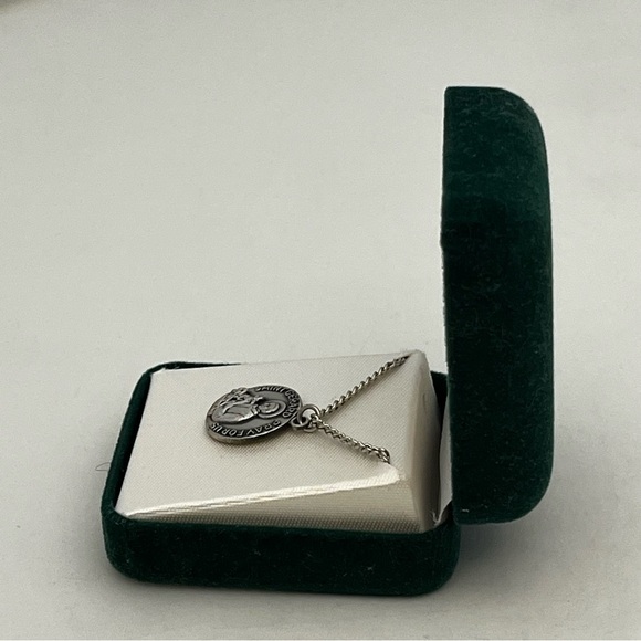 Jeweled Cross Stamped Sterling St Gerard Pray For Us Necklace - Picture 12 of 14